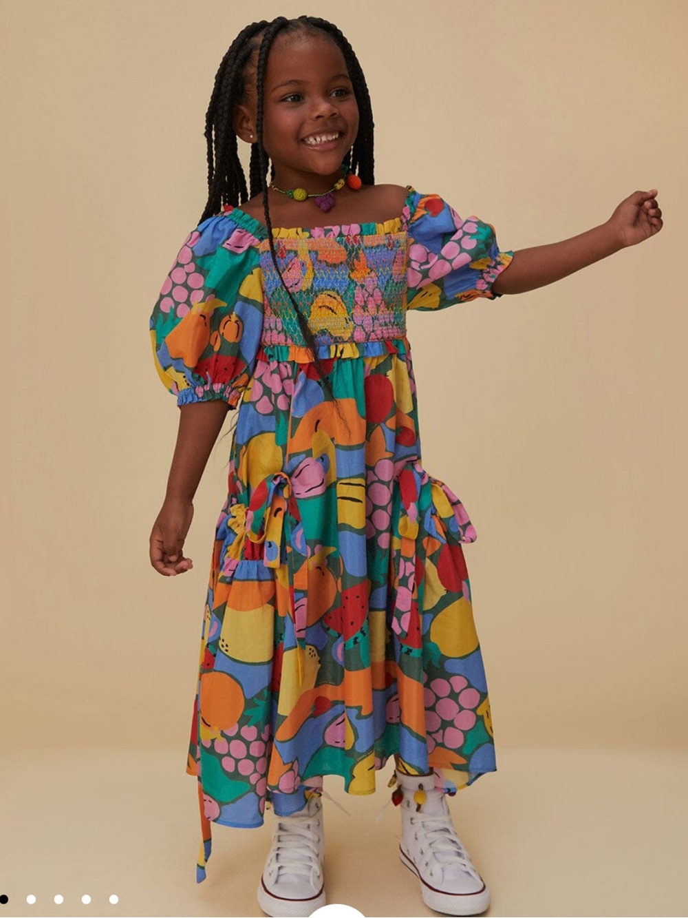 Farm Rio Fruit Landscape Kids Size 10 Colorful Midi Girls Dress Bright NWT